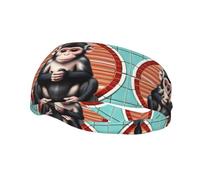 Phayah Sweatbands The Silent Monkey Pattern Workout Sport Headbands Absorbing Headband Wide For Basketball Football Cycling Running Yoga