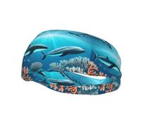 Phayah Sweatbands Whales Under The Sea Pattern Workout Sport Headbands Absorbing Headband Wide For Basketball Football Cycling Running Yoga