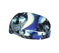 Phayah Sweatbands Wolf Under Moon Pattern Workout Sport Headbands Absorbing Headband Wide For Basketball Football Cycling Running Yoga