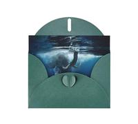 PHAYAH Swimming African Elephant Pattern Blank Greeting Cards With Envelopes 4" X 6" Thank You Cards For Christmas Holiday Birthday Graduation Anniversary Dark Green