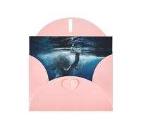 PHAYAH Swimming African Elephant Pattern Blank Greeting Cards With Envelopes 4" X 6" Thank You Cards For Christmas Holiday Birthday Graduation Anniversary Pink