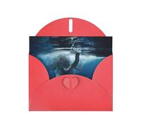 PHAYAH Swimming African Elephant Pattern Blank Greeting Cards With Envelopes 4" X 6" Thank You Cards For Christmas Holiday Birthday Graduation Anniversary Red