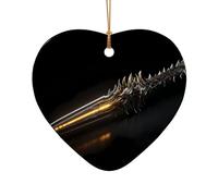 Phayah Sword Of Wonderful Soldier Pattern Ceramic Heart Shape Xmas Tree Ornament New Year Home Souvenirs For Gatherings Hanging Decoration