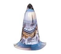 PHAYAH Syracuse Eiffel Tower Pattern Hooded Poncho Unisex Christmas Hoodie For Cosplay Halloween Costume Party Masquerade S