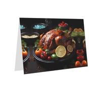 PHAYAH Tantalizing Roast Turkey Pattern Blank Greeting Cards With Envelopes 4" X 6" Thank You Cards For Christmas Holiday Birthday Graduation Anniversary Red