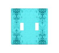 Phayah Teal Blue Pattern Wall Plate Outlet Cover Double Toggle Light Switch Cover Size 4.5x4.5 in for Residential and Commercial Areas