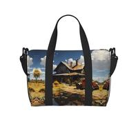 Phayah Texas Farm Tractor Travel Duffel Bag,Sports Tote Gym Bag,Shoulder Weekender Overnight Bag For Women, Black, One Size