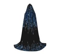 PHAYAH The Blue Binary Pattern Halloween Adult Hooded Robe Cape, Women'S Men'S Halloween Dress Up Party Cosplay Costumes M