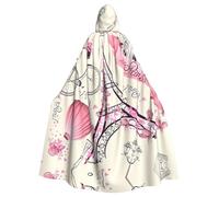 PHAYAH The Eiffel Tower And A Bicycle Pattern Halloween Witch Witchcraft Hooded Robe Cape Christmas Hoodie Cosplay Masquerade Party Dress Gift Costume