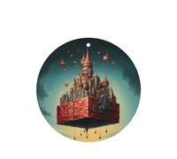 Phayah The Floating City Pattern Lavender Scent Car Aroma Round Shape Hanging Fragrance Tablet Car Interior Fragrance Freshener 6p