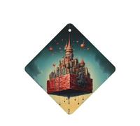 Phayah The Floating City Pattern Lavender Scent Car Aroma Square Hanging Fragrance Tablet Car Interior Fragrance Freshener 4p
