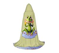 PHAYAH The Funny Frog Doing Yoga Pattern Hooded Cloak Cape Witch Halloween Costumes For Cosplay Costume Masquerade Women Men Robe S