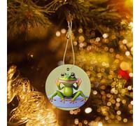 Phayah The Funny Frog Doing Yoga Pattern Hristmas Ceramic Round Pendant Christmas Tree Ornaments Homefor Gatherings Decoration
