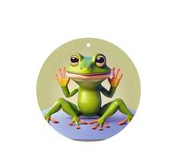 Phayah The Funny Frog Doing Yoga Pattern Lavender Scent Car Air Freshener Round Shape Card Hanging Hanging Scented Card 6 Pcs For Cars Closet Drawer