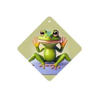 Phayah The Funny Frog Doing Yoga Pattern Lavender Scent Car Air Freshener Square Card Hanging Hanging Scented Card 4 Pcs For Cars Closet Drawer
