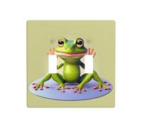 Phayah The Funny Frog Doing Yoga Pattern Light Switch Cover Decorative Double Toggle Wall Plate Outlet Cover for Bedroom Living Room 4.5 X 4.5 in