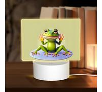 PHAYAH The Funny Frog Doing Yoga Pattern Rectangle Decorative Night Lights with USB Plug in Table Lamp with 3 Light Modes Adjustable for Bedroom Living Room Cafe