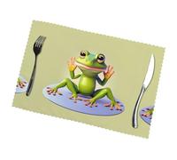 Phayah The Funny Frog Doing Yoga Pattern Table Placemats Set Of 6 12x18 Inch Placemats For Party Kitchen Dining Room Decoration Holiday Banquet