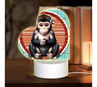 PHAYAH The Silent Monkey Pattern Heart Shape Decorative Night Lights with USB Plug in Table Lamp with 3 Light Modes Adjustable for Bedroom Living Room Cafe