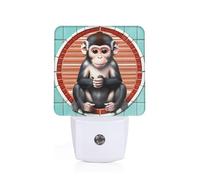 PHAYAH The Silent Monkey Pattern Led Night Light Decor Nightlights for Bedroom, Bathroom Hallway, Kitchen, with Dusk to Dawn Auto Sensors