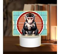 PHAYAH The Silent Monkey Pattern Rectangle Decorative Night Lights with USB Plug in Table Lamp with 3 Light Modes Adjustable for Bedroom Living Room Cafe