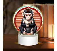 PHAYAH The Silent Monkey Pattern Round Decorative Night Lights with USB Plug in Table Lamp with 3 Light Modes Adjustable for Bedroom Living Room Cafe