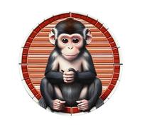 PHAYAH The Silent Monkey Pattern Round Gaming Mouse Pad 7.9x7.9 In With Seamed Edges Foldable Desktop Mouse Pad, Laptop Mouse Pad