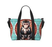 Phayah The Silent Monkey Travel Duffle Bag Weekender Overnight Gym Tote For Women Girls Shoulder Bag Workout Water Resistant, Black, One Size, Black, One Size