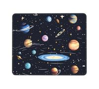 PHAYAH The Solar Family Pattern Mouse Pad with Anti-Fray Stitching with Non-Slip Rubber Base, Gaming Mouse Mat for Laptop, Office & Home 7 X 8.6 in