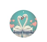 Phayah The Swan In Love Pattern Lavender Scent Car Air Freshener Round Shape Card Hanging Hanging Scented Card 6 Pcs For Cars Closet Drawer