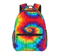 PHAYAH Tie Dye Rainbow Pattern Casual Shoulders Classical Basic Travel Backpack Travel And Outdoor Activities Resistant