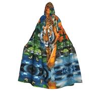 PHAYAH Tiger Butterfly Bird Pattern Adult Hooded Cape Hooded Robe Cape Women'S Men'S Halloween Dress Up Party Cosplay Costumes