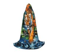 PHAYAH Tiger Butterfly Bird Pattern Halloween Adult Hooded Robe Cape, Women'S Men'S Halloween Dress Up Party Cosplay Costumes M