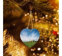Phayah Tractor Farm Pattern Ceramic Ornament Christmas Holidays Heart Shaped Porcelain Christmas Tree Hanging