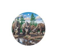 Phayah Triceratops Drinking Water Pattern Lavender Scent Car Air Freshener Round Shape Card Hanging Hanging Scented Card 4 Pcs For Cars Closet Drawer