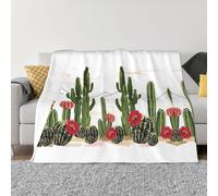 PHAYAH Tropical Blooming Cactus Pattern Flannel Blanket 80"X60" For Bed, Sofa, Couch, Movie Night, Camping, And Travel Ultra Soft Warm Blanket