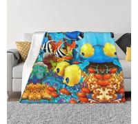 PHAYAH Tropical Ocean Sea Fish Pattern Air Conditioning Blanket For Sofa Bed Chair Bedroom Gift Travel Living Room 60"X50"