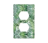 Phayah Tropical Palm Tree Leaves Watercolor Pattern Wall Plateoutlet Cover, Decorative Wall Plate Size 4.5x2.76 Inches for Residential and Commercial Areas