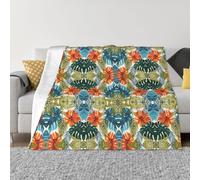 PHAYAH Tropical Rainforest Plants Pattern Flannel Blanket 80"X60" For Bed, Sofa, Couch, Movie Night, Camping, And Travel Ultra Soft Warm Blanket