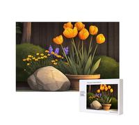 Phayah Tulips In A Pot Puzzles 300 Piece For Jigsaw Puzzle Wooden Puzzle For Family Friend Home Decor Wall Art 15.7 X 11 In