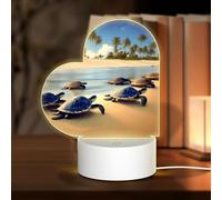 Phayah Turtles On The Beach Pattern 3D Led Light Lamp USB Cable Adjustable 3 Modes Base Show Stand for Christmas Room Restaurant Bar Shop