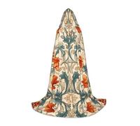 PHAYAH Twisted Flower Pattern Hooded Poncho Unisex Christmas Hoodie For Cosplay Halloween Costume Party Masquerade, Black, S