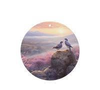 Phayah Two Birds On A Rock Pattern Lavender Scent Car Air Freshener Round Shape Card Hanging Hanging Scented Card 6 Pcs For Cars Closet Drawer