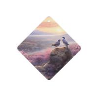 Phayah Two Birds On A Rock Pattern Lavender Scent Car Air Freshener Square Card Hanging Hanging Scented Card 4 Pcs For Cars Closet Drawer