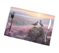 Phayah Two Birds On A Rock Pattern Table Placemats Set Of 6 12x18 Inch Placemats For Party Kitchen Dining Room Decoration Holiday Banquet