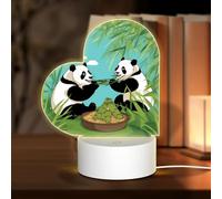 Phayah Two Cute Big Pandas Pattern 3D Led Light Lamp USB Cable Adjustable 3 Modes Base Show Stand for Christmas Room Restaurant Bar Shop