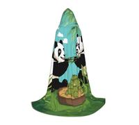 PHAYAH Two Cute Big Pandas Pattern Hooded Poncho Unisex Christmas Hoodie For Cosplay Halloween Costume Party Masquerade, Black, Medium