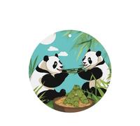 Phayah Two Cute Big Pandas Pattern Lavender Scent Car Air Freshener Round Shape Card Hanging Hanging Scented Card 6 Pcs For Cars Closet Drawer
