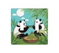 Phayah Two Cute Big Pandas Pattern Light Switch Cover Decorative Double Toggle Wall Plate Outlet Cover for Bedroom Living Room 4.5 X 4.5 in