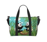 Phayah Two Cute Big Pandas Travel Duffel Bag Handbag Carry-On Luggage Bag Overnight Foldable Unisex Airline Travel Personal Items Bag